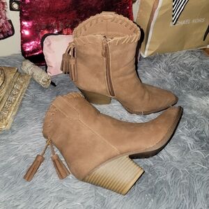 Forever Tan Ankle Boots with Tassels
